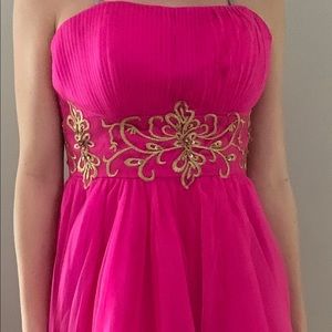 pink and gold dress above the knee/short gown